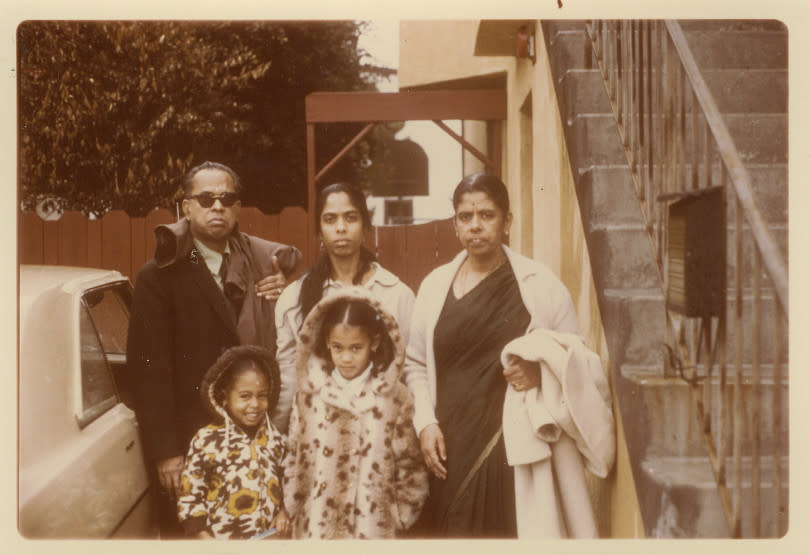 Kamala Harris with her mother Shyamala, center, her sister Maya, bottom left, and her maternal grandparents, P.V. and Rajam Gopalan.  (Photo: courtesy of Kamala Harris)