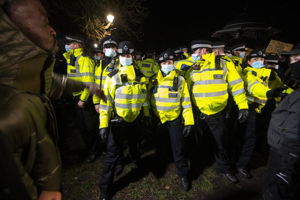 Police at the vigil at Clapham Common (PA Wire)