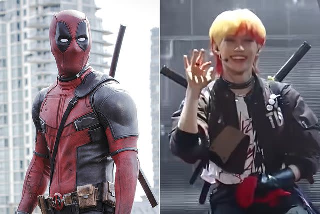 <p>Courtesy Everett Collection; Mnet K-POP/Youtube</p> Ryan Reynolds as Deadpool and Felix from Stray Kids