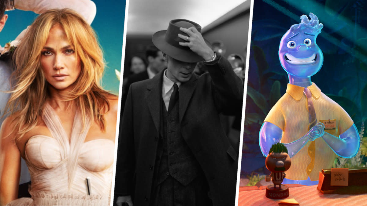 Shotgun Wedding, Oppenheimer and Elemental are among the most exciting original movies coming to screens in 2023. (Prime Video/Universal/Disney)