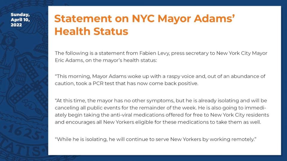 紐約市長確診。 (圖:推特)