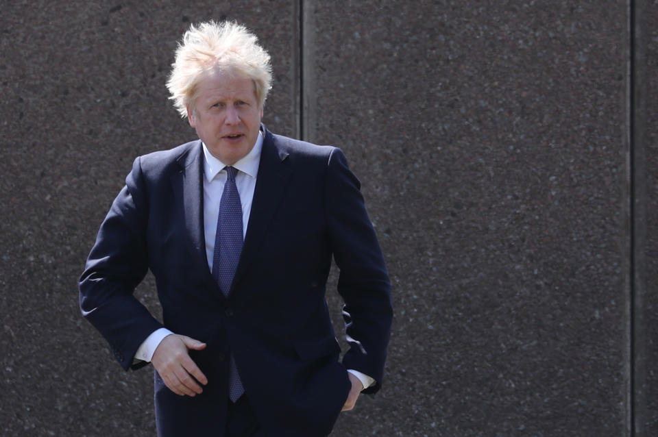 FERRYHILL, ENGLAND - MAY 13: Prime Minister Boris Johnson visits Cleves Cross Primary school in Ferryhill, northeast England on May 13, 2021 in Ferryhill, England. (Photo by Scott Heppell - WPA Pool/Getty Images)