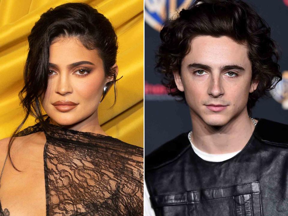 <p>Marc Piasecki/WireImage ; Alberto E. Rodriguez/Getty</p> Kylie Jenner and Timothée Chalamet 