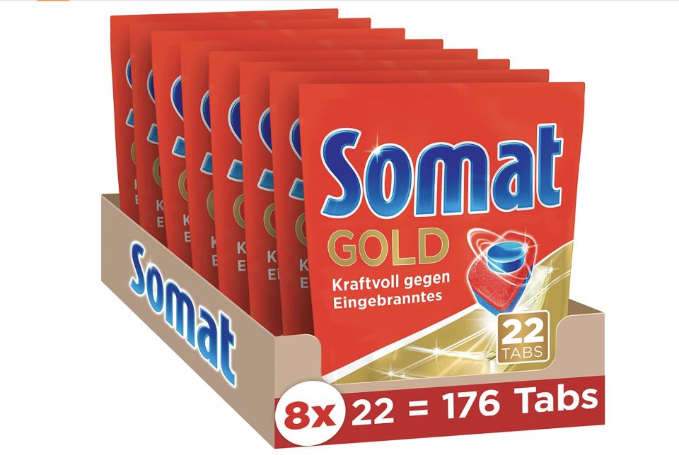 Somat Gold Spülmaschinen Tabs, 176 Tabs, Geschirrspül Tabs mit Extra-Kraft gegen Eingebranntes und Glanz-Effekt