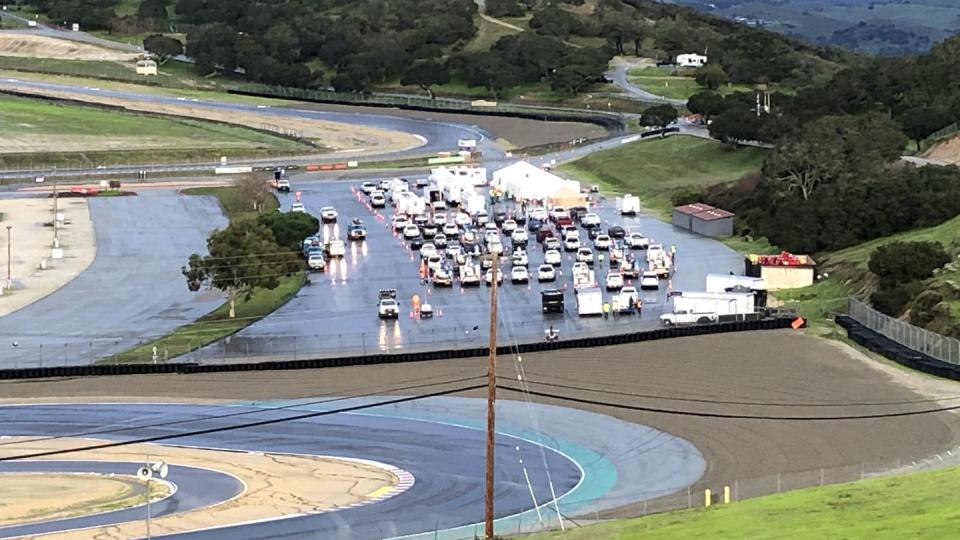 a high angle view of laguna seca paddock