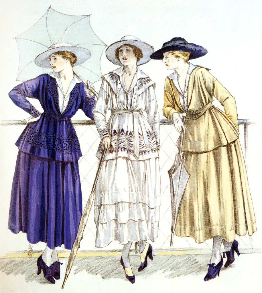 1917 illustration of a Chanel suit jacket, fashion, womenswear, sportswear