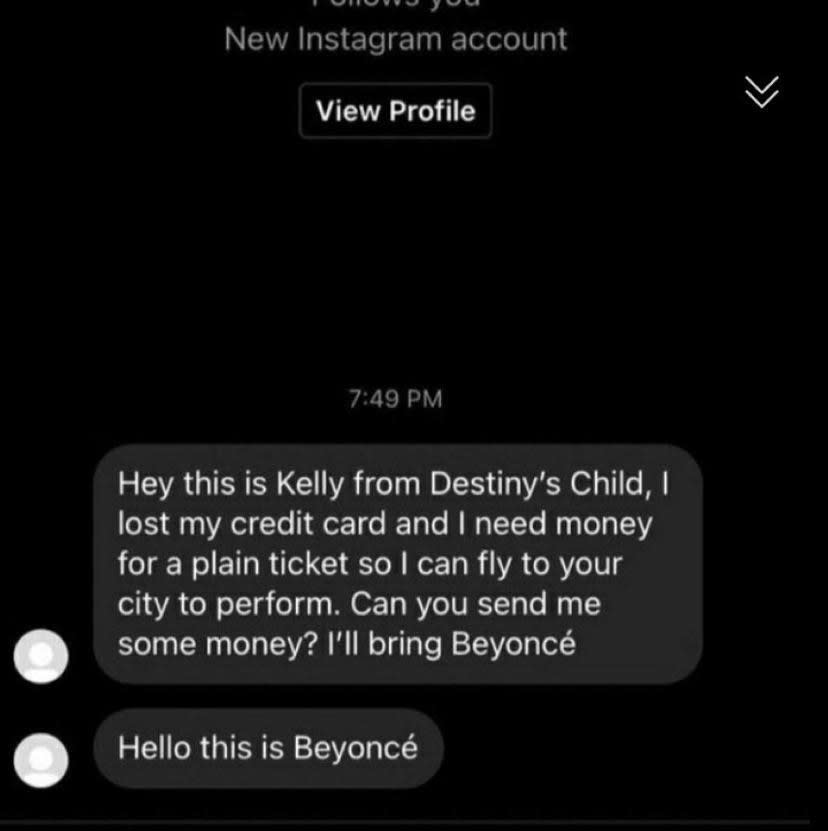 scammer says they are two members of destiny's child