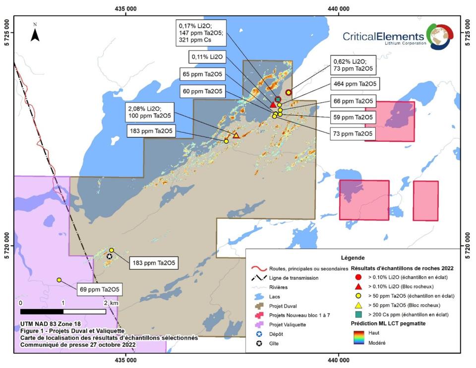 Critical Elements Lithium Corporation, Thursday, October 27, 2022, Press release picture