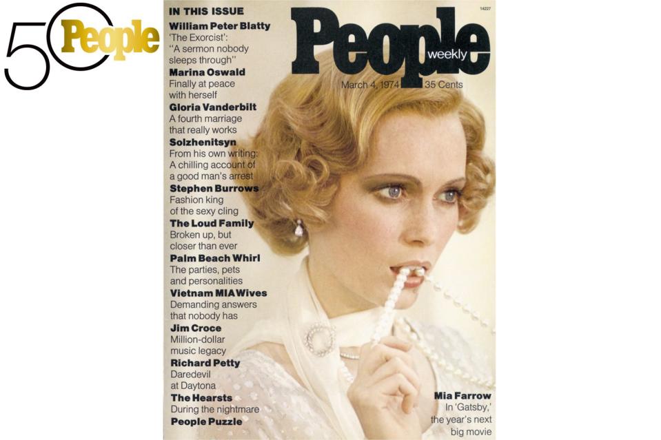 The first PEOPLE magazine cover from 1974 featuring Mia Farrow