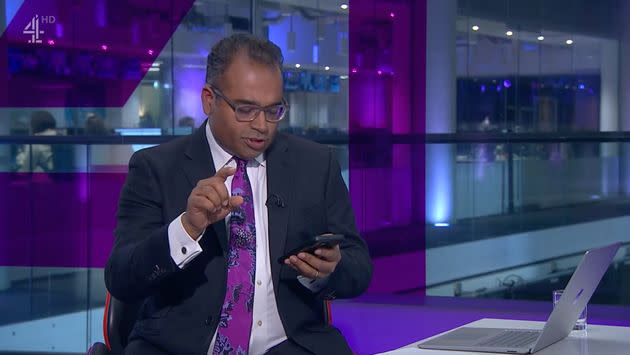 Krishnan Guru-Murthy in the Channel 4 News studio (Photo: Channel 4)