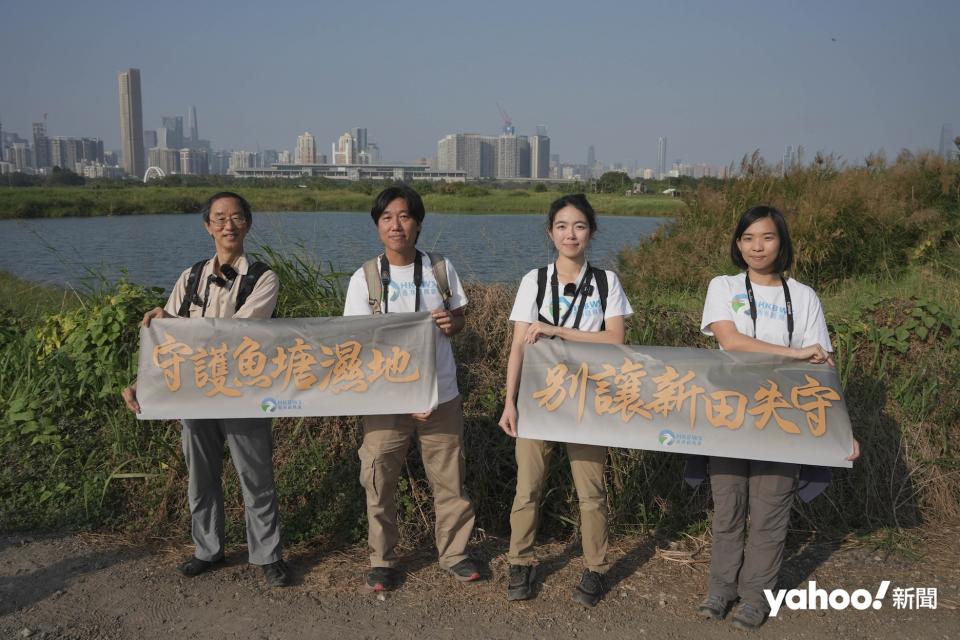 政府發展新田科技城需填平90公頃魚塘，香港觀鳥會日前帶傳媒到魚塘範圍視察，並促請政府撤回填塘方案。
