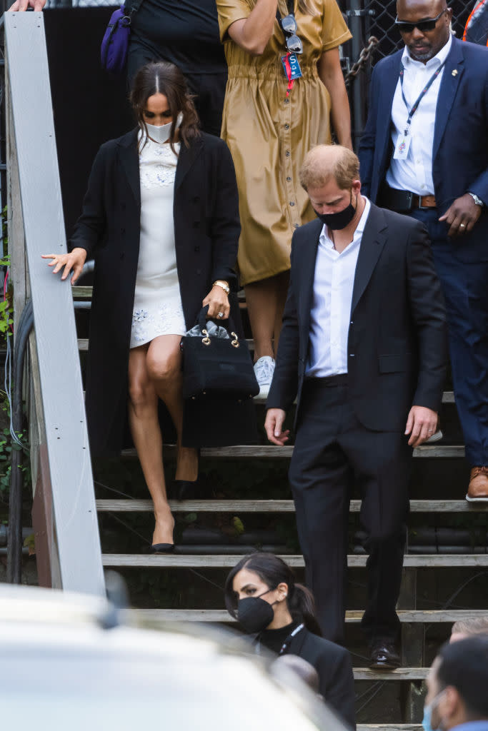 The Duchess paid tribute to her late-mother-in-law with her bag on a trip to New York over the weekend. (Getty Images)