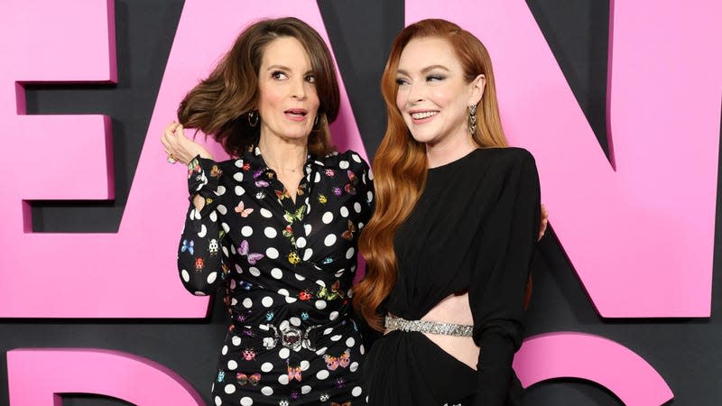 Tina Fey and Lindsay Lohan at the Mean Girls premiere