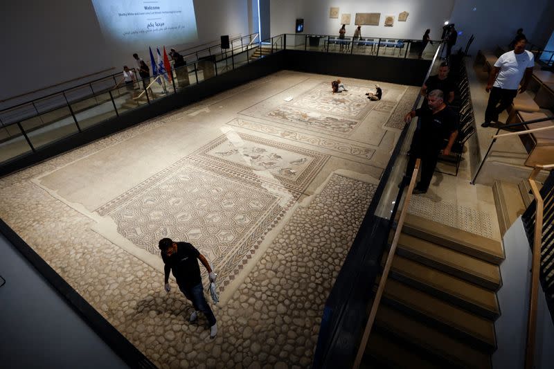 Restored Roman-era mosaic is put on display in its original site in Lod
