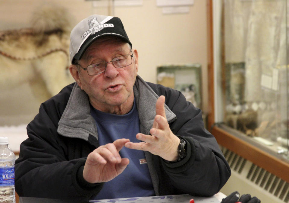 FILE - Howard Farley, speaks during an interview on March 14, 2014, in Nome, Alaska. Nearly every single Alaskan got a financial windfall amounting to more than $3,000 on Tuesday, Sept. 20, 2022, the day the state began distributing payments from Alaska's investment fund that has been seeded with money from the state's oil riches. Farley, now 90, helped secure Nome as the Iditarod's finish line over 50 years ago. He said the payments, which would be more than $16,00 for a family of five, are much needed. (AP Photo/Mark Thiessen, File)