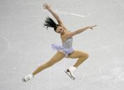 Mariah Bell of the United States competes in the Ladies Short Program at the ISU Four Continents Figure Skating Championships in Gangneung, South Korea, Thursday, Feb. 16, 2017. (AP Photo/Ahn Young-joon)