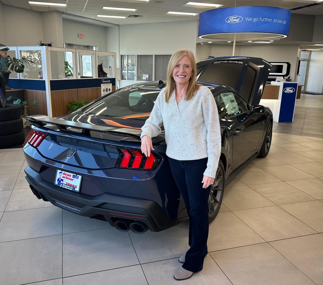Colleen Arbour Chapleski, owner of Dean Arbour Ford Tawas and Dean Arbour Ford Lincoln in Alpena and seen here in March 2024, said she is just getting started with mobile repair service. Technician retention is key to the success of her dealerships, she said.