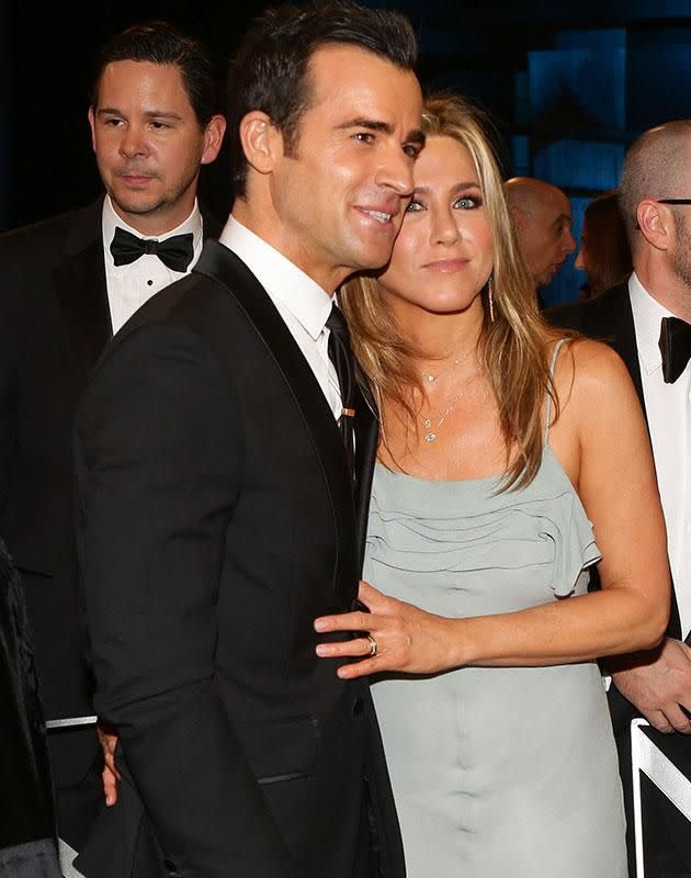 Jen and Justin. Source: Getty