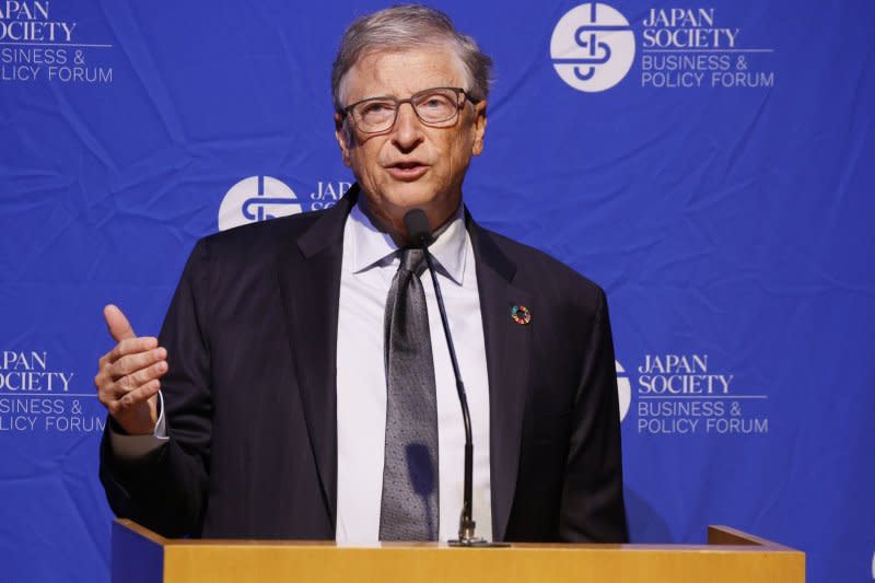 Philanthropist and investor Bill Gates addresses the universal health coverage forum at the United Nations on September 21 in New York City. Photo by John Angelillo/UPI