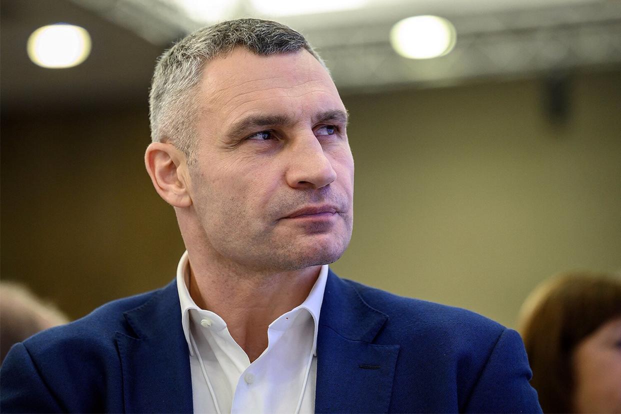 Kyiv's Mayor Vitali Klitschko looks on during a session on the sidelines of the World Economic Forum (WEF) annual meeting in Davos, on May 25, 2022