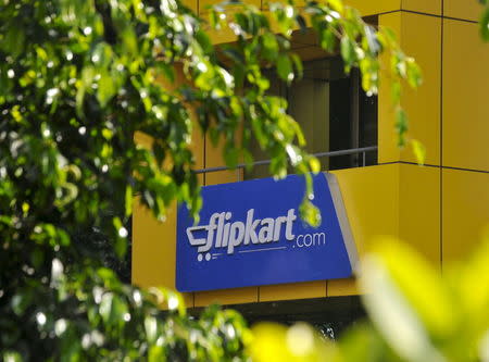 The logo of India's largest online marketplace Flipkart is seen on a building in Bengaluru, India, in this April 22, 2015 file photo. REUTERS/Abhishek N. Chinnappa/Files