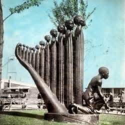 Augusta Savage's 16-foot-tall 1937 sculpture "The Harp," was shown at the 1939 New York World's Fair. The piece was made of plaster and destroyed after the fair closed.