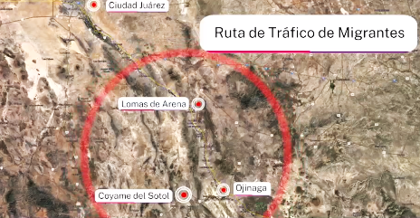 Site where skeletal remains of migrants found across the border from Presidio, Texas. (State of Chihuahua)