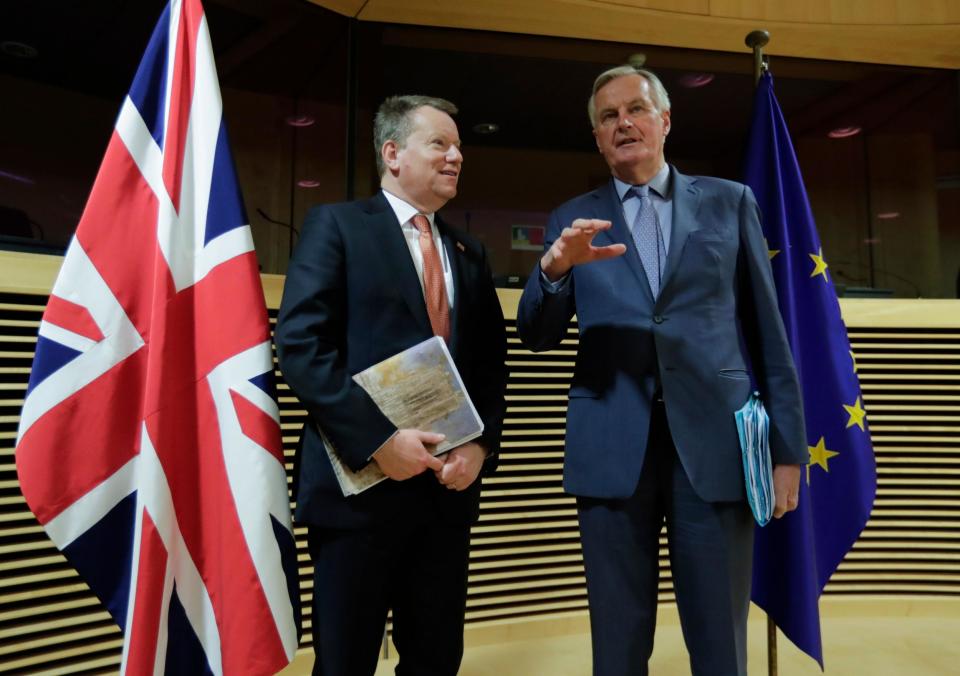 UK and EU chief negotiators David Frost and Michel Barnier have been unable to meeting in person during the pandemic: AFP