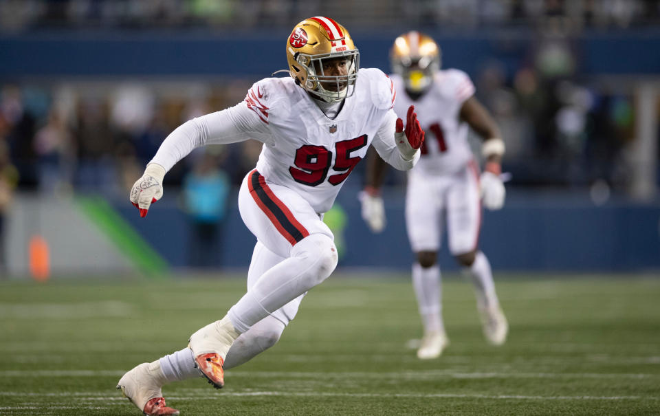 Drake Jackson didn't have to pay an exorbitant dinner bill for the 49ers veterans. (Photo by Michael Zagaris/San Francisco 49ers/Getty Images)