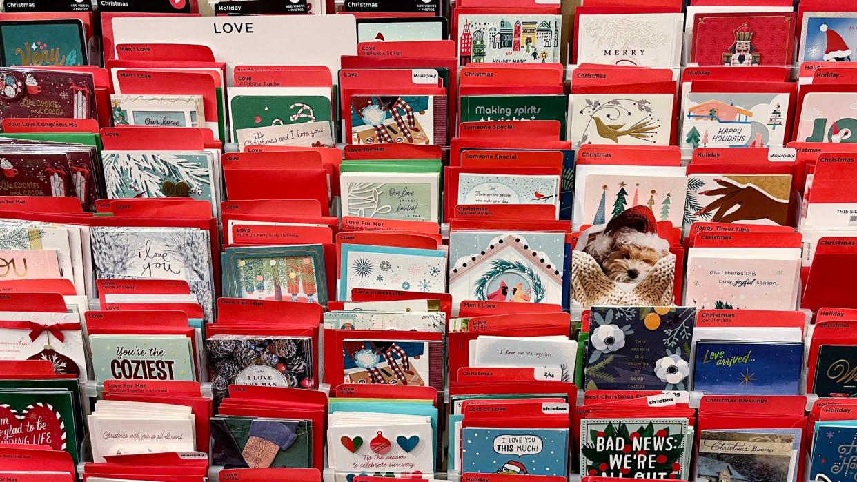  Christmas cards on sale in Annapolis, Maryland, on 14 December, 2023. 