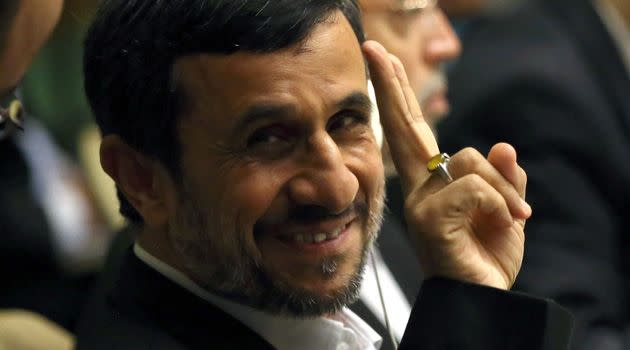 Mahmoud Ahmadinejad, President of the Islamic Republic of Iran, sits with his delegation before addressing the UN General Assembly on September 26, 2012. Photo: Getty Images