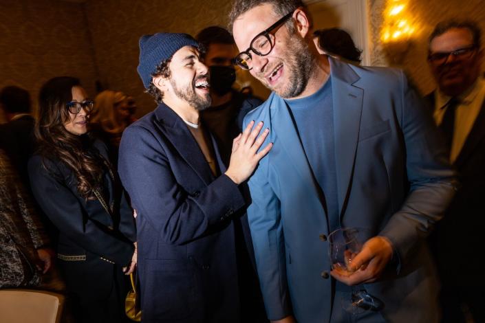 Comedian Ramy Youssef of the show, &quot;Mo,&quot; with Seth Rogan of &quot;The Fabelmans.&quot;