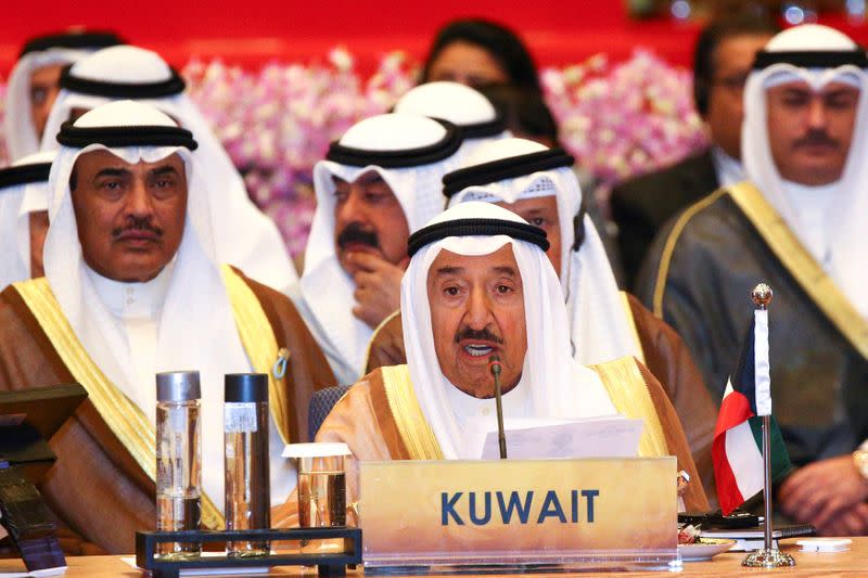 FILE PHOTO: Kuwait's Emir Sheikh Sabah Al-Ahmed Al-Jaber Al-Sabah speaks during a meeting at the Asia Cooperation Dialogue summit at the Foreign Ministry in Bangkok