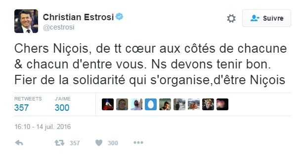 Le maire de Nice, Christian Estrosi, sur place, a fait part de sa vive émotion.
