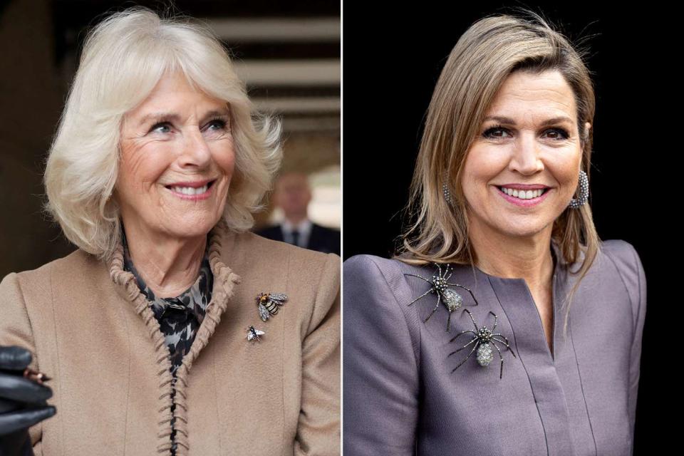 <p>Chris Jackson / POOL / AFP via Getty; Patrick van Katwijk/Getty</p> Queen Camilla on March 27, 2024; Queen Maxima on March 26, 2024.