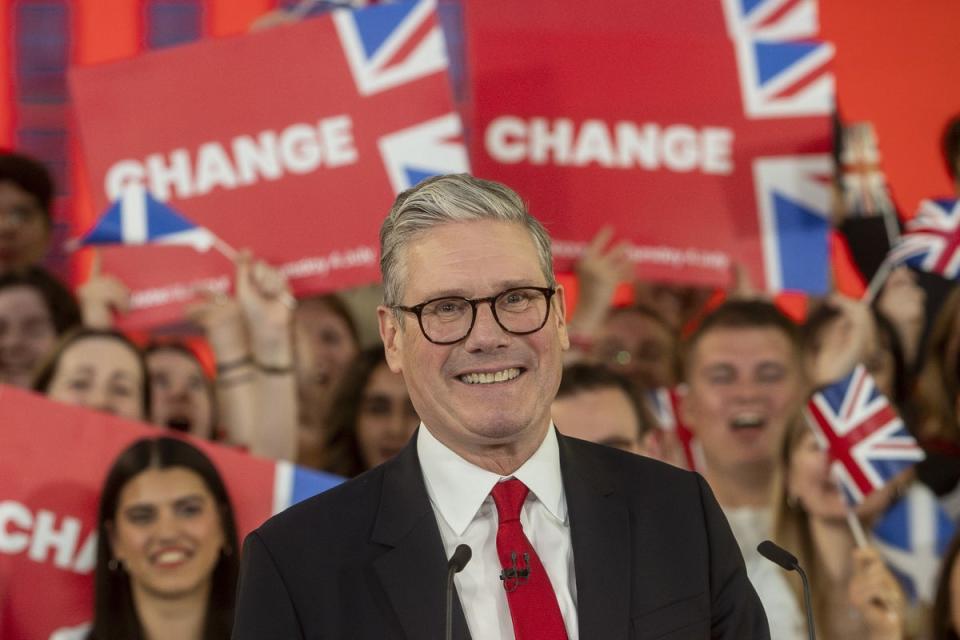 Sir Keir Starmer celebrating his win with Labour supporters (PA Wire)