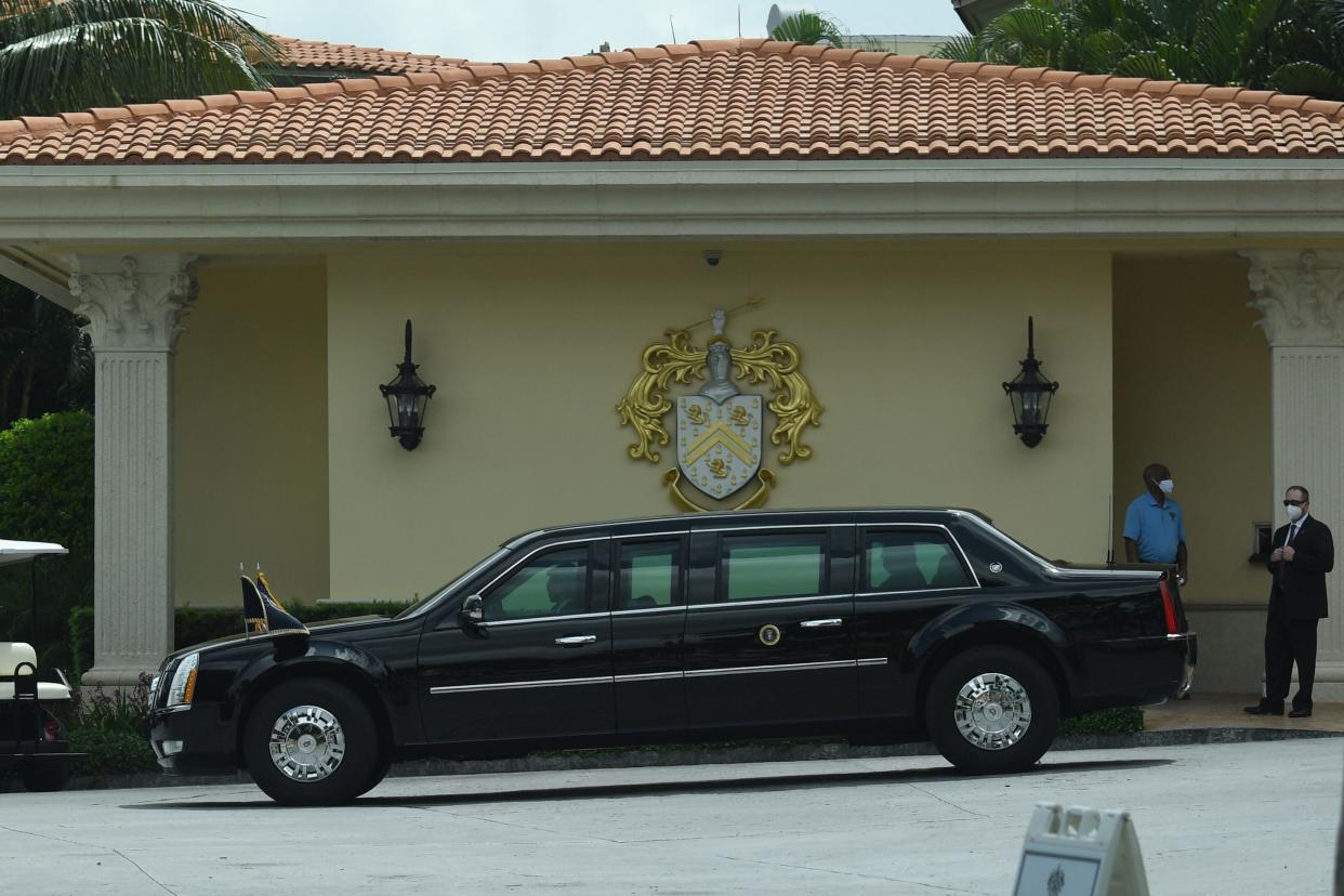 A planned gathering this weekend at the Trump National Doral resort (seen here) in Miami that would benefit President Donald Trump's reelection campaign and his personal finances is off for now. But "it’ll be back," an informal White House adviser predicted. (SAUL LOEB via Getty Images)