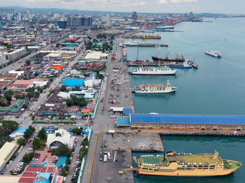 An aerial shot of the harbor in Cebu, Philippines.