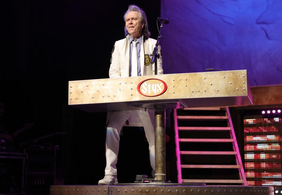 STYX is coming to Freeman Arts Pavilion in Selbyville on June 3. Here, Lawrence Gowan of STYX performs at the Ryman Auditorium on Jan. 09, 2022 in Nashville, Tennessee.