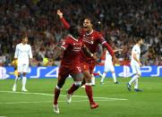 <p>Sadio Mane levels for Liverpool to make it 1-1 </p>