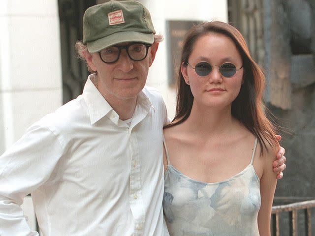 <p>Lawrence Schwartzwald/Sygma/Getty</p> Woody Allen and Soon-Yi in New York City in June 1996