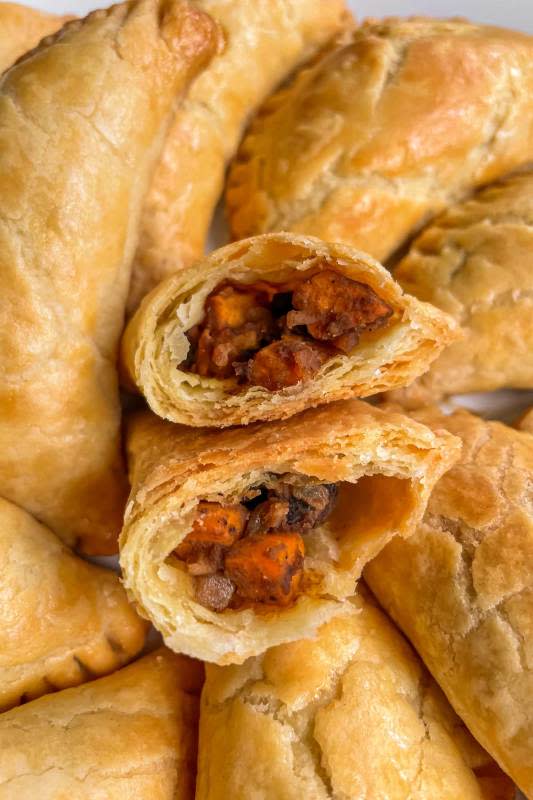 <p>Mission Food Adventure</p><p> These vegetarian empanadas are flaky with a savory-sweet filling.</p><p><strong>Get the recipe:</strong> <a href="https://mission-food.com/sweet-potato-black-bean-empanadas/" rel="nofollow noopener" target="_blank" data-ylk="slk:Sweet Potato Black Bean Empanadas;elm:context_link;itc:0;sec:content-canvas" class="link rapid-noclick-resp">Sweet Potato Black Bean Empanadas</a></p><p> <strong>Related:</strong> <a href="https://parade.com/226960/yvettemarquez/latin-sweet-potato-recipes/" rel="nofollow noopener" target="_blank" data-ylk="slk:Spice Up Your Thanksgiving With 6 Latin Sweet Potato Recipes;elm:context_link;itc:0;sec:content-canvas" class="link rapid-noclick-resp"><strong>Spice Up Your Thanksgiving With 6 Latin Sweet Potato Recipes</strong></a></p>