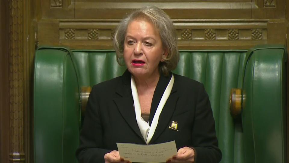 Deputy Speaker Dame Rosie Winterton reads out the Rwanda bill vote result (PA)