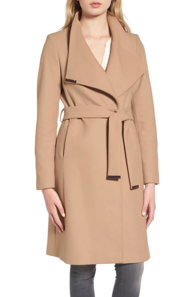 Ted Baker London Wool Blend Long Wrap Coat