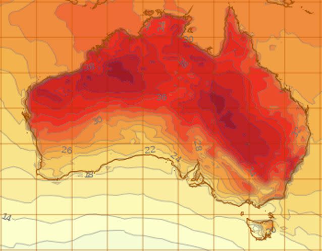 By 2pm the 40s had arrived in Sydney. Source: Bureau of Meteorology