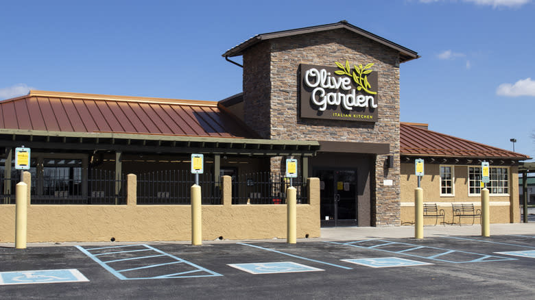 front of Olive Garden restaurant