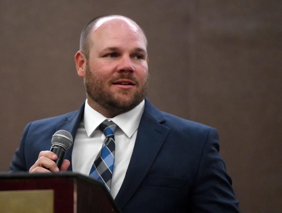 Matt Landers was one of two area coaches to receive a coach of the year award during the scholar-athlete awards banquet put on by the Texas Tech chapter of the National Football Foundation and College Hall of Fame. Landers led Roosevelt to a 14-1 record and the state semifinals this past season.