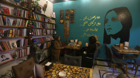 Iraqi women have coffee and tea at a cafe called Fairouz Cafe after the female Lebanese singer, in Basra, Iraq, December 29, 2018. Picture taken December 29, 2018. REUTERS/Essam al-Sudani