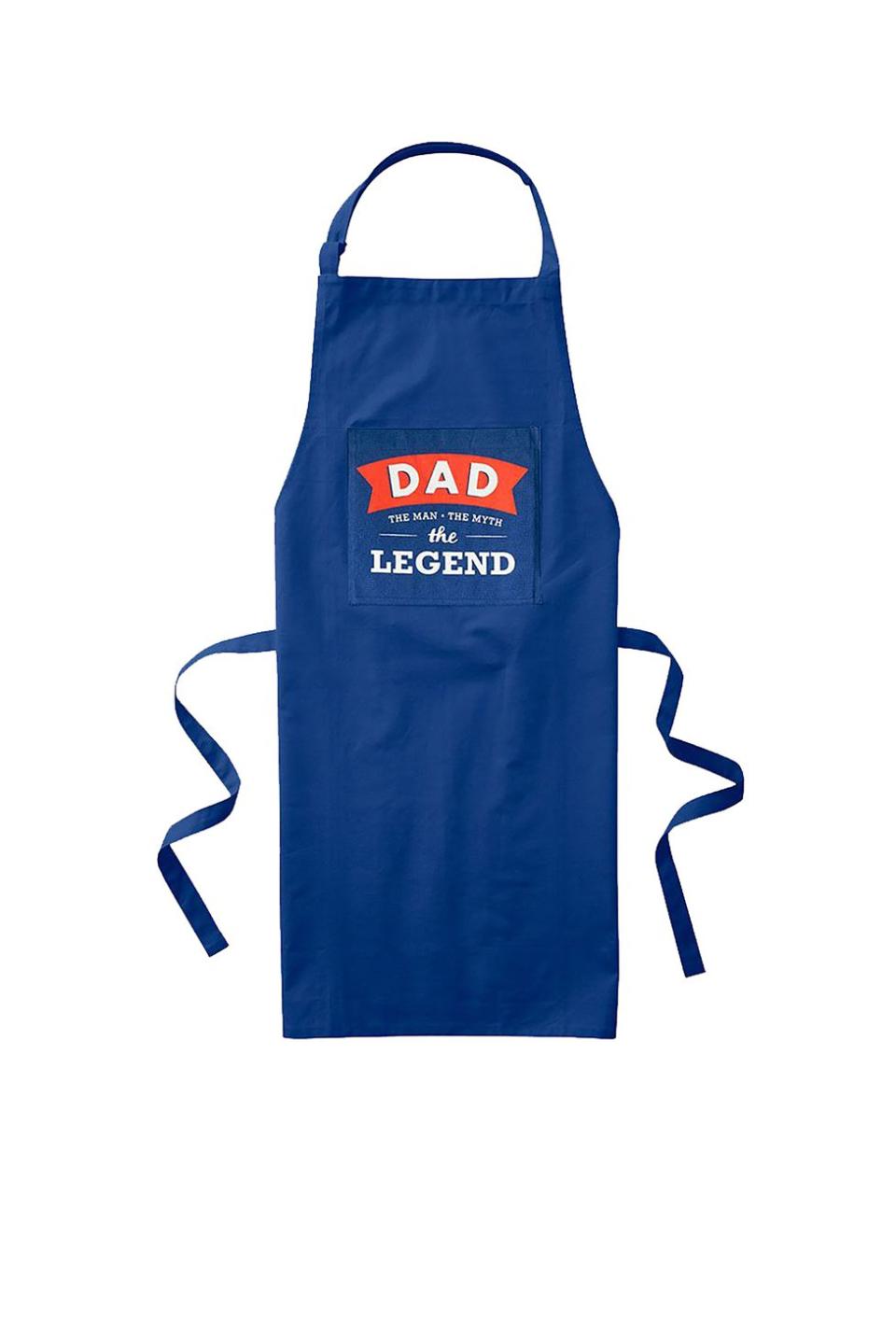 <p>$20</p><p><a rel="nofollow noopener" href="https://www.papersource.com/gifts/dad-the-legend-apron-10003507.html" target="_blank" data-ylk="slk:SHOP NOW;elm:context_link;itc:0;sec:content-canvas" class="link ">SHOP NOW</a></p><p>If he's the master chef of the household, he'll proudly wear this fun apron. </p><p><strong>RELATED: </strong><a rel="nofollow noopener" href="https://www.redbookmag.com/life/mom-kids/g19447417/best-fathers-day-quotes/" target="_blank" data-ylk="slk:Father's Day Quotes to Share With the Dads in Your Life;elm:context_link;itc:0;sec:content-canvas" class="link ">Father's Day Quotes to Share With the Dads in Your Life</a><br></p>