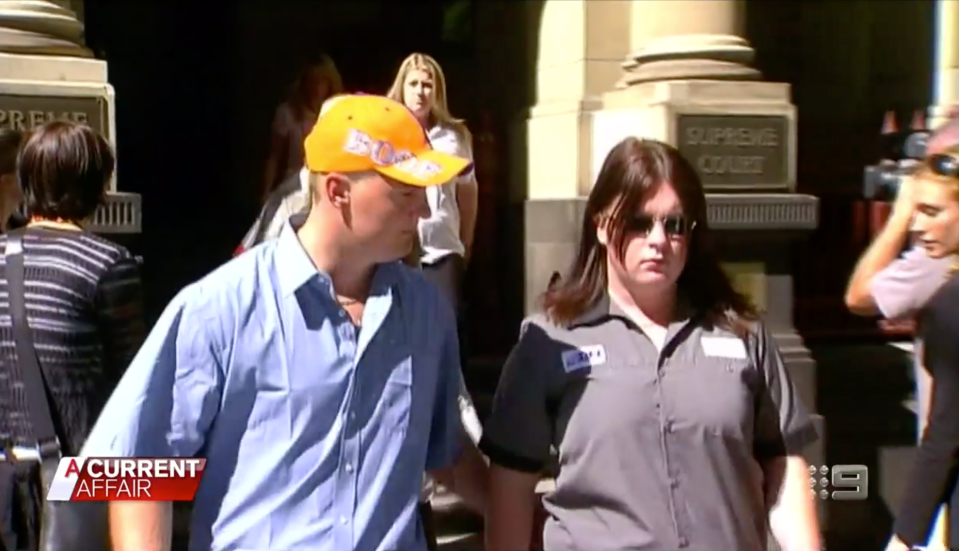 Cassandra Griffey walks outside of court in Melbourne.